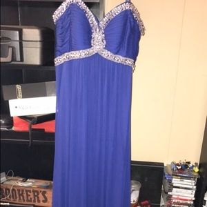 Dark Blue Strapless Prom Dress